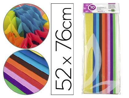 10h. papel seda Liderpapel 52x76cm. 18g/m² colores surtidos